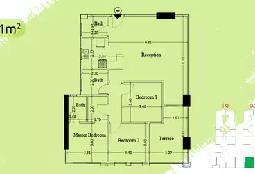 Apartments For sale - 3 rooms - floor 10