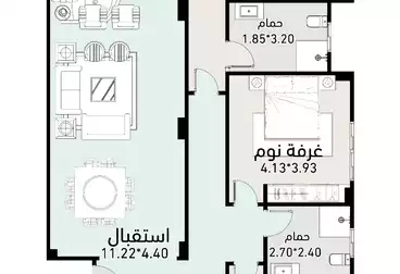 عقارات للبيع - 3 غرف - بالدور 2