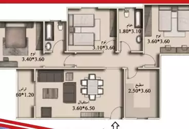 Apartments For sale - 3 rooms - floor 4