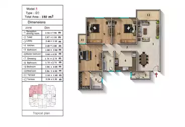 undefined undefined - 3 rooms - floor 2