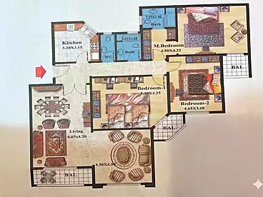 شقق للبيع - 3 غرف - بالدور 1