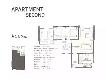Apartments For sale in Fifth Neighborhood, Bait El Watan, 140 sqm
