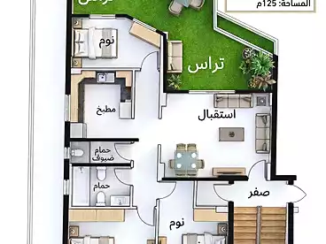 شقق للبيع في مسلسل 2، حدائق أكتوبر، 125 متر
