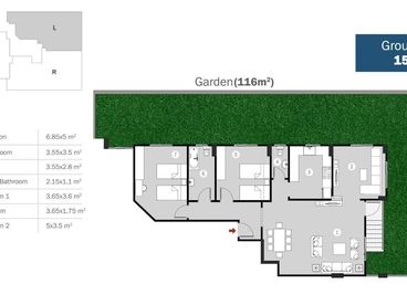 شقة بحديقة For sale in Second Neighborhood